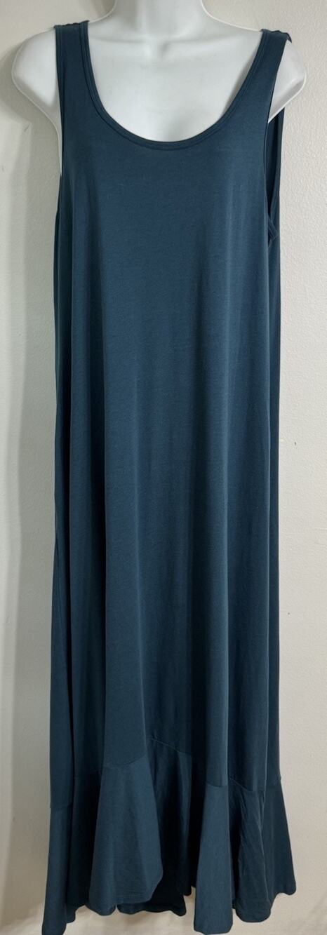 Garnet Hill Maxi Dress Women’s Size Large Sleeveless Knit Flounced Ruffled Hem